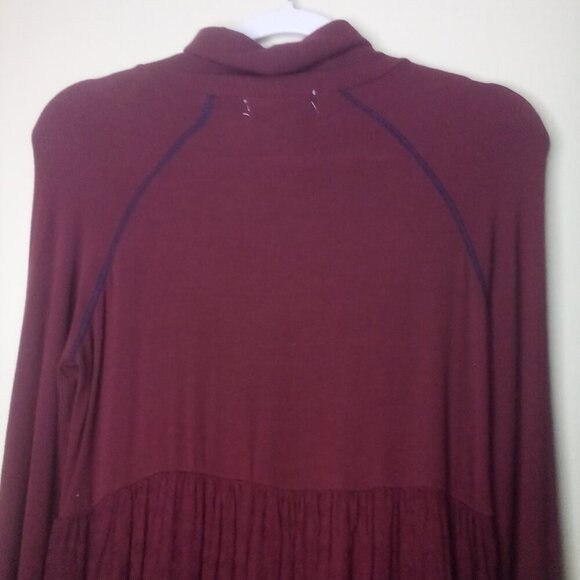 Threads & States Dress S Women Long Sleeve Turtle Neck Textured Red Maroon - Picture 3 of 16